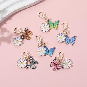 Multi Style Butterfly <b>Daisy</b> Flower Charm Set Lobster Clasp Butterfly Keychain for Backpack Key Necklace Bracelet Jewelry Making - Product Image 4