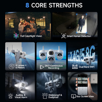 Caméra de sécurité WiFi 12MP à 4 objectifs et écran quadruple Vstarcam O-KAM Pro avec suivi humain IA, caméra PTZ CCTV extérieure, vente en gros d'usine CS623FR