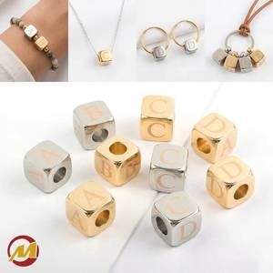 Initial Cube <b>Charms</b>, Sturdy Metal Letter Dice <b>Beads</b> with Large Holes, Suitable for DIY Jewelry Making, <b>Bracelets</b>, Bag Straps, - Product Image 1