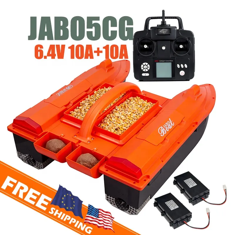 أوروبا الولايات المتحدة الأمريكية شحن مجاني البرتقال JABO5CG اثنين 6.4V 4 هوبر صوامع gps سونار صياد السمك كبيرة الصيد المزدوج بدن قارب الطعم jabo 5 5cg
