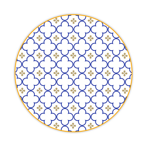 Platos de Cerámica Azules con Borde Dorado, Vajilla de Porcelana Personalizada, Platos Decorativos con Flores, Platos Redondos de Cerámica - Product Image 2