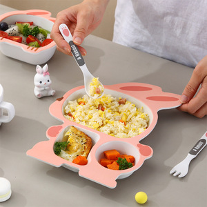 Juego de Vajilla de Fibra de Bambú con Diseño de Conejito Adorable, Multicolor, para Bebés de 1 a 2 Años, Plato y Taza con Compartimentos - Product Image 3