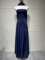 Écharpe col sans bretelles robe de soirée femmes 2025 nouveau haut fente dos nu épissé plissé Robes femme été fête robes de bal 3453