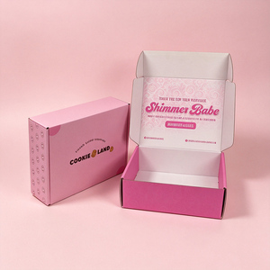 Scatola Piatta in Cartone Ondulato Rosa con Logo Personalizzato per Spedizioni di Cosmetici, Alimenti, Caramelle, Regali e E-commerce - Product Image 1