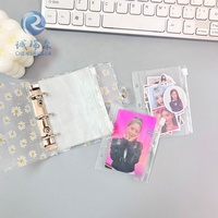 Pochette zippée A8 transparente givrée en PVC, mini pochette à 3 trous pour carnets, agendas, recharges de classeur, rangement de cartes d'identité