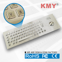 Clavier à trackball industriel robuste en acier inoxydable à montage sur panneau, interface USB/PS2, indice de protection IP65, anti-vandalisme, plus de 3 millions de touches frappées