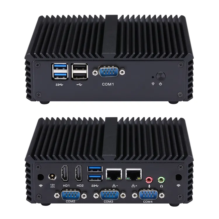 Qotom PC Mini 8G RAM 256G SSD Core i7 2 LAN 4 COM Fanless Industrial Computer Desktop Mini PC