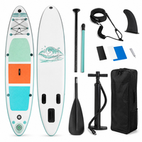 Planche de paddle gonflable de 10,5 pieds avec accessoires complets : pagaie en aluminium, pompe, leash, aileron, sac à dos
