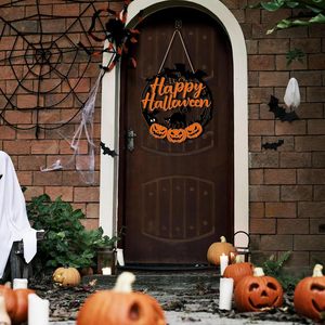 Prix d'usine – Décoration de porte d'Halloween – Joyeux Halloween – Chat noir et <span class=keywords><strong>citrouille</strong></span> – Décoration murale en bois pour fête - Product Image 5