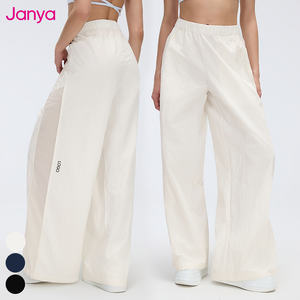 Janya Straight Wide Leg Mesh Patchwork Quick Dry Loose Breathable Athletic Sports Pants High Waist Nylon Track Pant for <strong>Women</strong> - Product Image 1