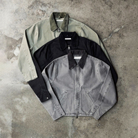 Veste en jean vintage délavée à logo personnalisé, style streetwear, avec fermeture éclair et revers, coupe oversize, en denim épais, échantillonnage rapide