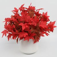 Daun Maple Buatan Bunga Plastik Dekorasi Pernikahan Natal Halloween Ornamen Grosir Tanaman Hijau Dalam/Luar Ruangan