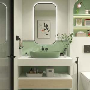 Meuble de salle de bain en bois massif de style contemporain et simple, vasque simple pour appartement - Product Image 5