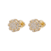 Bijoux hip hop élégants en argent Sterling 925, boucles d'oreilles simples et rondes en diamant Cz pour femmes et hommes