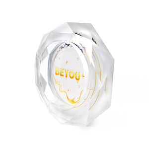 BEYOU LABS Kristall-Desktop-Aschenbecher Rund Modern Luxuriöses Geometrisches Design Klarglas-Rauchhalter für den Hausgebrauch - Product Image 5