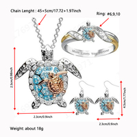 Vente chaude Boutique Plage Tortue Boucles D'oreilles Anneau Collier Ensemble Européen et Américain Mode Tendance Animal Ensemble De Bijoux Pour Les Femmes