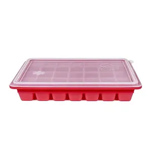 Hot Selling BPA Free Ice Cube Maker Portable New Fashion 28 Cavity Silicone Ice Cube Tray With Lid