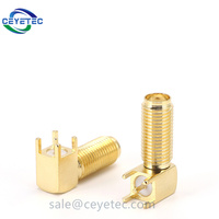 Conector RF de 90 grados, conector hembra, agujero pasante para PCBA