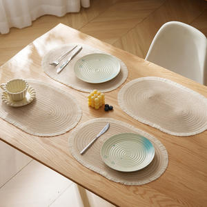 Meilleures ventes : Grands sets <span class=keywords><strong>de</strong></span> <span class=keywords><strong>table</strong></span> ovales tressés, antidérapants et isolants thermiquement, pour la maison et la cuisine, sous-verres décoratifs. - Product Image 2