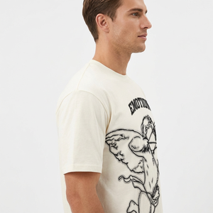 Camiseta de Hombre Oversize Estilo Urbano, Manga Corta, Cuello Redondo, Tejida, con Estampado Gráfico Frontal, Ropa Casual de Verano - Product Image 3