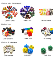 Vente en gros personnalisé 18mm poisson crevette crabe D6 dés en plastique pour jeu de société