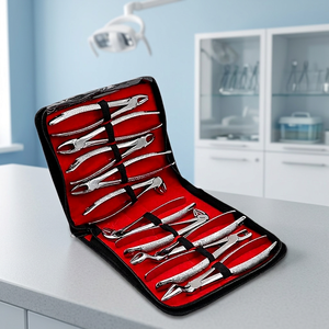 BK Industries Ensemble de forceps d'extraction dentaire, argenté, poignée moletée, manuel, instruments chirurgicaux de classe I, 12 positions de mâchoires, étui rouge - Product Image 5
