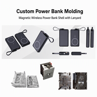 Kit Casing Power Bank 10000mAh Pengisian Daya Nirkabel dengan Kabel Lanyard PCBA Pengisian Cepat 22.5W Cangkang Tipis
