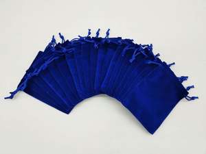 Promotion Premium Ring Necklace Earrings Holiday Gift Wedding <b>Drawstring</b> Small Blue Velvet Jewelry Bag - Product Image 3