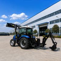 Traktor Mini Diesel Hidrolik 4 Roda Penggerak Pertanian 4x4 Traktor Kompak Loader Backhoe Dengan Kabin