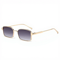 Nouvelles lunettes de soleil vintage en gros avec logo personnalisé, monture rectangulaire rétro, bord étroit, protection UV400, non polarisées, compatibles avec la myopie