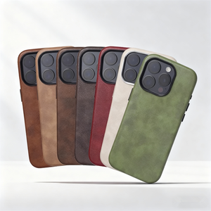 Ốp điện thoại da thiết kế thời trang cao cấp, chất liệu da lì, logo thương hiệu dành cho iPhone 17 16 15 14 13 12 Pro Max - Product Image 1