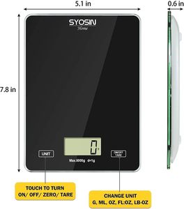 Household Waterproof Glass Food Electronic Digital 5kg <b>Kitchen</b> Scales - Product Image 4