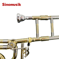 Sinomusik Factory Gold Silver Gold+Silver Lacquer Toned Bb/F Key Toned Professional Trombone Brasswind Musical Instrument