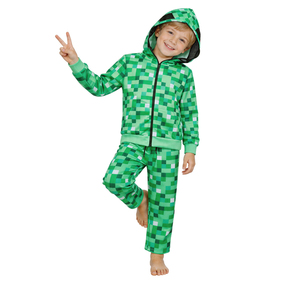 My World Zipper-Up <strong>Hoodie</strong> Knitted Fabric Silk Screen Digital Mosaic Pattern Anti-Pilling Anti-Wrinkle Jacket and Pants - Product Image 1