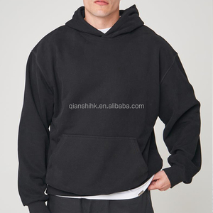 Blank <b>Plain</b> <b>Black</b> <b>Hoodie</b> Manufacturers Heavyweight No String Cotton French Terry Custom Printed Boxy Cropped <b>Hoodie</b> <b>Men</b> - Product Image 1