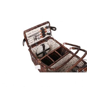 Cestas de mimbre para picnic hechas de mimbre a <span class=keywords><strong>precio</strong></span> competitivo para 4 personas, cestas de mimbre para acampar, almacenamiento de alimentos para uso en exteriores - Product Image 3