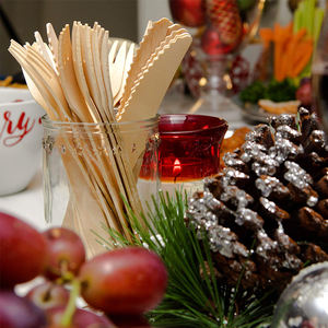 Wholesale <strong>Personalized</strong> 140mm/16cm Luxury Cutlery Set Compostable Biodegradable Disposable Wooden Spoon <strong>Fork</strong> Knife for Parties - Product Image 4