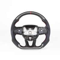 Volant de direction en fibre de carbone véritable à fond plat, vente en gros d'usine, pour Dodge Charger Challenger 2015 2016 2017 2018 2019 2020 OHC