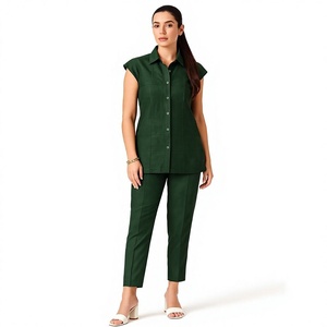 Conjunto de Dos Piezas Largo de Crepé de Poliéster Borgoña, Elegante y Moderno, Ropa Casual para Mujer, Materiales Reciclados, Secado Rápido, Venta al Por Mayor - Product Image 1