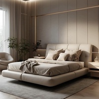 Lit tatami avec rangement en MDF, design moderne, ensemble chambre à coucher King Size avec tiroir, lit double en bois simple
