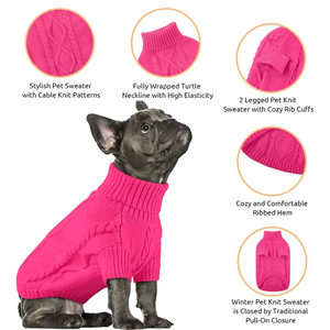 Bán Buôn Mùa Thu Mùa Đông Tùy Chỉnh Giáng Sinh Ấm Cao Cổ Áo Thun Lớn Len Mùa Đông Quần Áo Vật Nuôi Cáp Đan Áo Len - Product Image 2