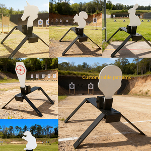 Cibles en acier durables à réinitialisation automatique pour le tir, avec support en plastique à plumes intégrées, pour l'entraînement au tir - Product Image 4