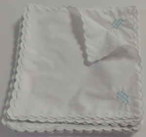 بيع بالجملة-مناديل سكالوب قطنية مع تطريز شخصي لحفل الزفاف - Product Image 4