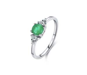 SPJ cincin pertunangan uniseks cincin janji pernikahan hijau CZ S925 perak murni perhiasan modis untuk pesta 14k berlian - Product Image 5