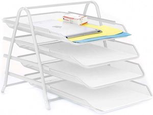 Mesh Metal Desk Organiser 4 Tier <b>File</b> Rack Letter Tray A4 Papers Documents Holder Desk Organizer - Product Image 2