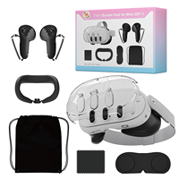 Kit d'accessoires pour casque de réalité virtuelle tout-en-un, étui transparent, anti-poussière, couverture de confidentialité portable, coussin facial en silicone pour manette de jeu