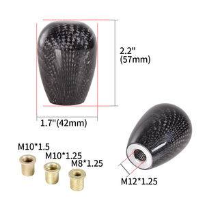 Accessoires décoratifs universels pour voiture, pommeau de levier de vitesse en fibre de carbone, forme ronde, avec adaptateur pour voiture - Product Image 5