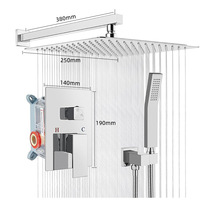 Grifería Termostática Empotrada de Aluminio Cepillado con 2 Manijas, Diseño Moderno, para Instalación en Pared, con Caja de Preinstalación