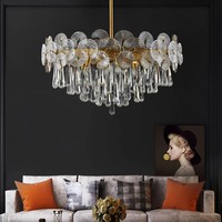 Lustre de plafond en lotus moderne pour salon, lustre américain de luxe en cristal pour chambre à coucher et restaurant, lampe suspendue pour la décoration intérieure