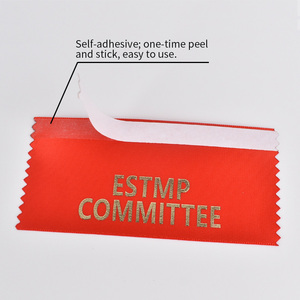 Custom Horizontal Stackable Promotion School Convention Name <strong>Red</strong> Badges <strong>Ribbon</strong> with Adhesive Strip - Product Image 3